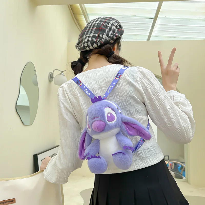 2023 Новый Милый Фиолетовый Плюшевый рюкзак с вышивкой, сумка для игрушек, Кукольная сумка для кукол, женская сумка Большой емкости, сумка-мессенджер на одно плечо Изображение 2