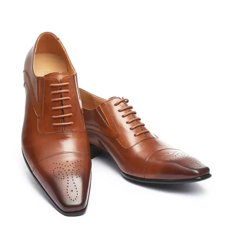 Мужская Классическая Кожаная обувь в Британском деловом стиле, Мужские Туфли-Дерби в стиле Ретро, Офисные Туфли на плоской подошве, Мужские Оксфорды Для Свадебной вечеринки, Размер ЕС 38-48 Изображение 0