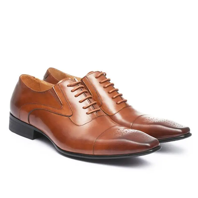 Мужская Классическая Кожаная обувь в Британском деловом стиле, Мужские Туфли-Дерби в стиле Ретро, Офисные Туфли на плоской подошве, Мужские Оксфорды Для Свадебной вечеринки, Размер ЕС 38-48 Изображение 3