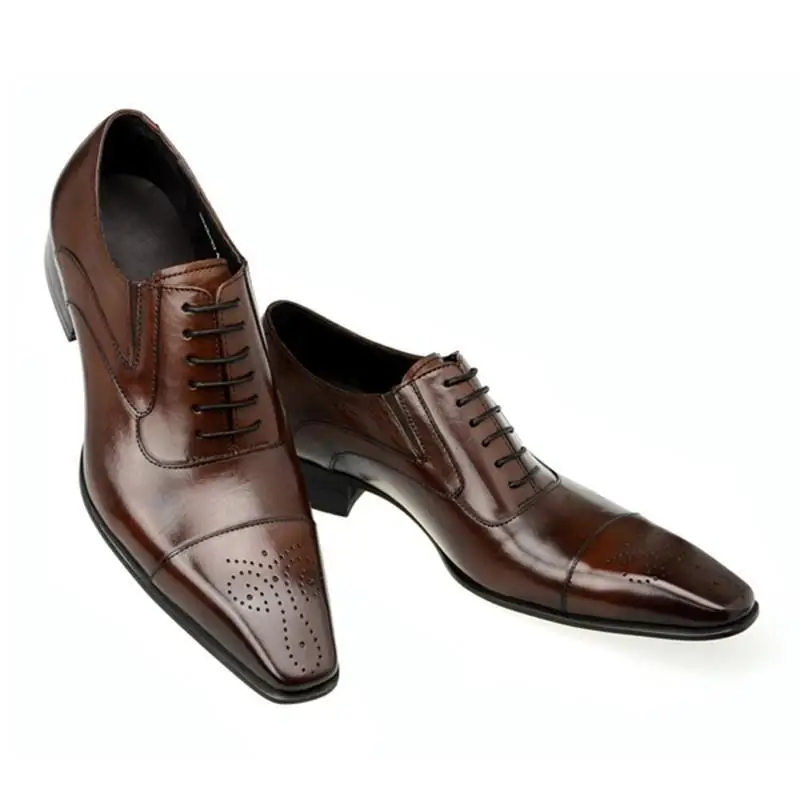 Мужская Классическая Кожаная обувь в Британском деловом стиле, Мужские Туфли-Дерби в стиле Ретро, Офисные Туфли на плоской подошве, Мужские Оксфорды Для Свадебной вечеринки, Размер ЕС 38-48 Изображение 4