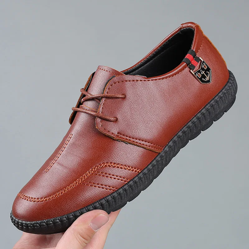 2023 Мужская повседневная обувь, Кожаные Мужские деловые Мужские оксфорды, Дышащие Мужские модельные туфли, Роскошные мокасины, Мужская легкая обувь Изображение 5