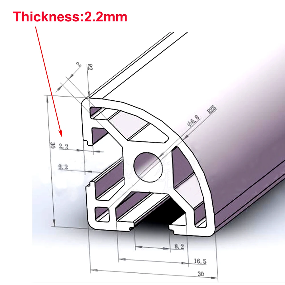1шт 3030R-8 Алюминиевый профиль EU длиной 100-800 мм, изогнутая линейная рейка 1/4 для 3D-принтера DIY с ЧПУ Изображение 2