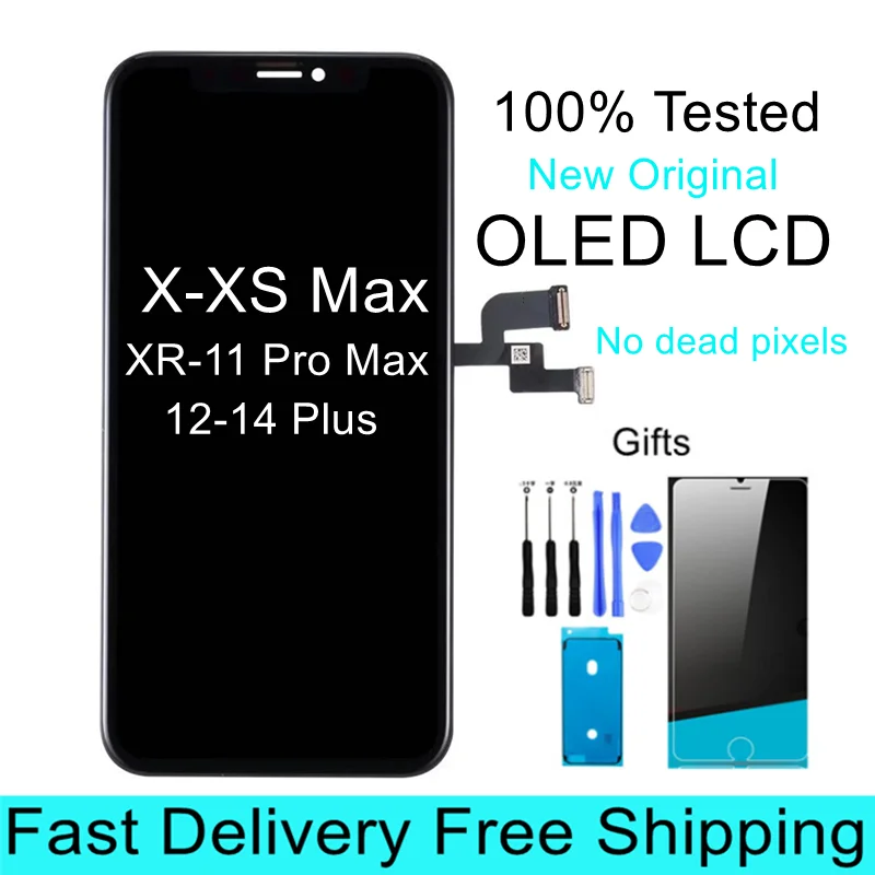 100% Протестированный OEM ЖК-Дисплей Для iPhone XS Max XR 11 Pro Max 12 Pro Max 14 OLED-дисплей С Сенсорным Экраном X XS Замена Дигитайзера В сборе Изображение 0