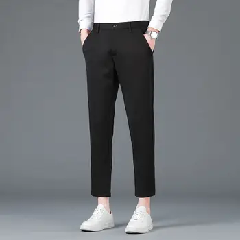 2021 Новый Осенне-зимний мужской Корейский стиль, Модные мужские Классические брюки для делового костюма, мужские повседневные прямые однотонные длинные брюки S35