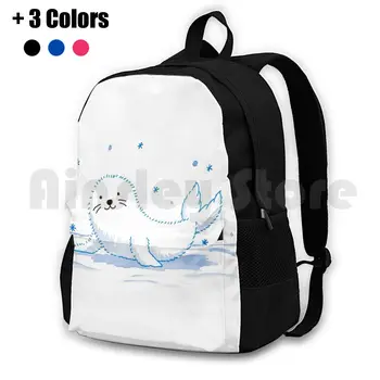 Baby Seal Походный рюкзак для верховой езды Спортивная сумка для скалолазания Seal Baby Kid Дети Акварельные животные, Милые, Снежная Зима