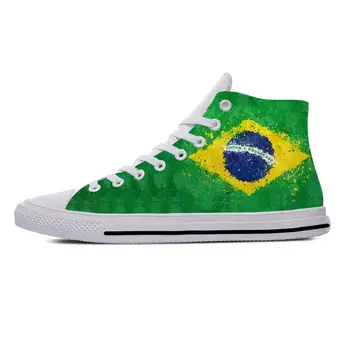 Горячая Бразилия, Бразильский флаг, Патриотическая гордость, Модная повседневная тканевая обувь с высоким берцем, легкие дышащие Мужские Женские кроссовки с 3D-принтом.