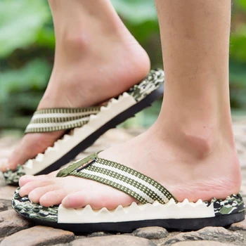 Мужские вьетнамки, Летние массажные тапочки, Повседневная модная нескользящая Легкая удобная пляжная обувь Zapatos Hombre