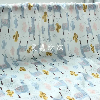 Мультяшные ткани для детской одежды DIY Подарки Двойная марля Альпака хлопчатобумажные ткани для шитья Материал