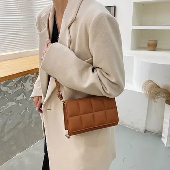 Сумка-подушка с напорной сеткой, модная ретро однотонная сумка через плечо, корейская простая сумка через плечо, износостойкие сумки из искусственной кожи для женщин