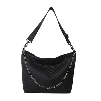 Сумки-тоут для женщин, нейлоновая сумка через плечо большой емкости, модная сумочка на цепочках