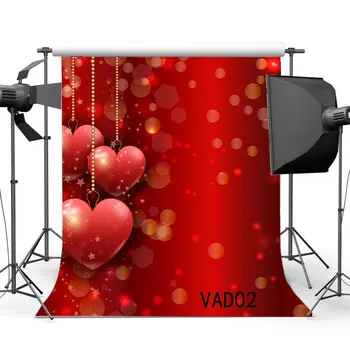 Фоны для фотосъемки Ореолы Боке Сцена с красными сердечками на День Святого Валентина Фон для портретов малышей и влюбленных