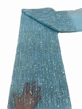 Французский тюль в вертикальную полоску трубка из бисера вышивка блестками, кружевная вышивка свадебное платье ткань 5 ярдов